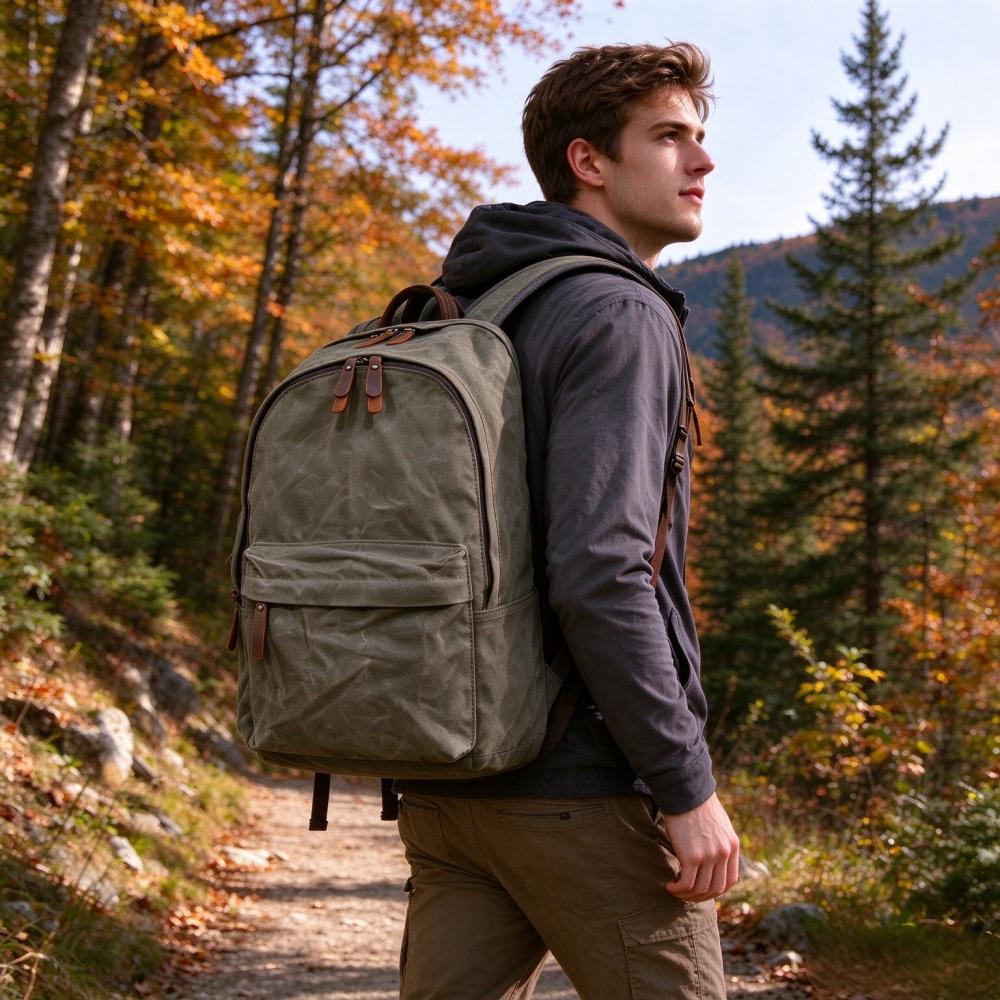 Vintage Waxed Canvas Backpack  - Canvas Backpack Casual ulasan dan harga